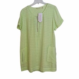 NEW Soft Surroundings Gauzy Zip Tunic Top Swim Cover Up Sz XL Bright Green NWT